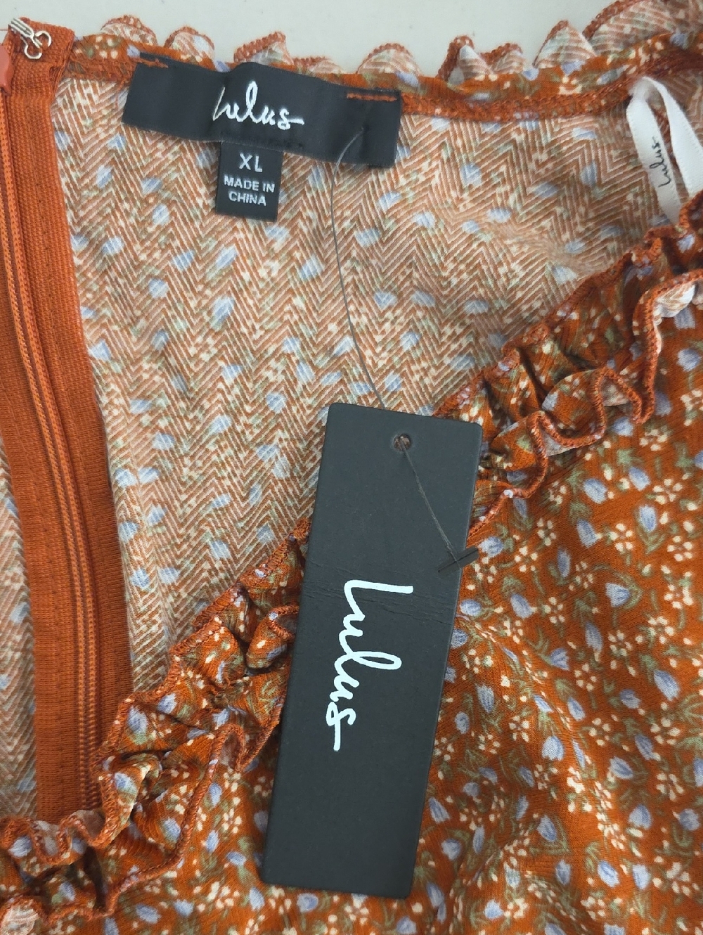 Lulus NWT  Romantic Ruffle Mini Dress |  Boho | Size XL - Picture 7 of 8
